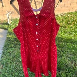 Charming Red Polka Dot Romper